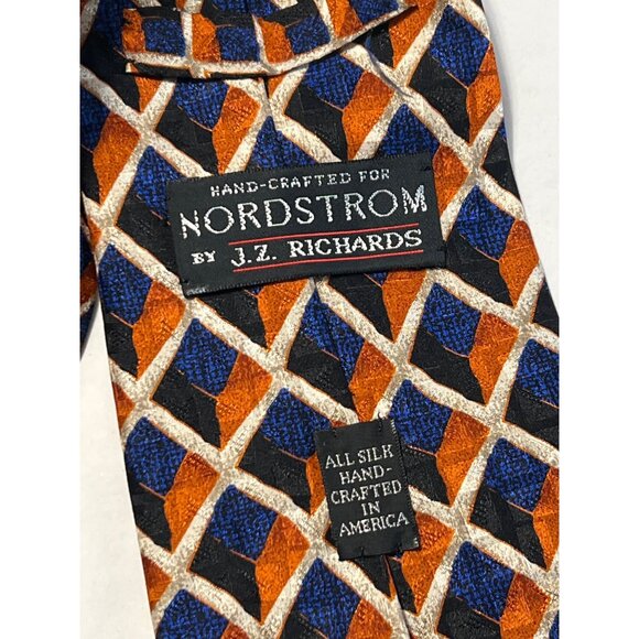 Hand-Crafted For Nordstrom By J.Z. Richards All Silk Geometric Tie Orange/Blue/B - Picture 6 of 8